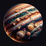 Représentation de Jupiter avec un style sur la minéralogie