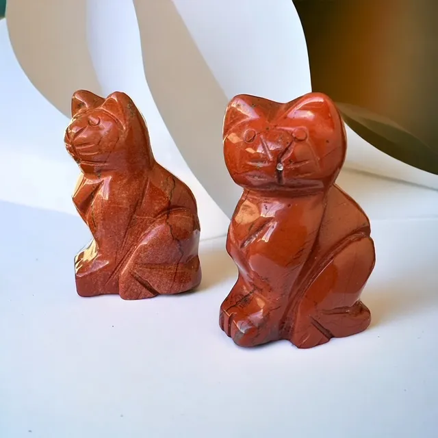 Figurine chat en Jaspe rouge